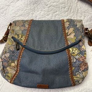 Sakroots Denim and Floral Crossbody Bag
